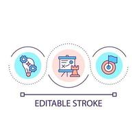 creatief bedrijf strategie lus concept icoon. zakelijke doelen en prestaties. ontwikkeling abstract idee dun lijn illustratie. geïsoleerd schets tekening. bewerkbare hartinfarct. vector