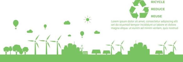 slim ecologie stad, ecologie leven vector banier illustratie