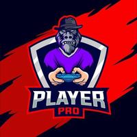 pro speler gorilla hoed esport gaming logo vector