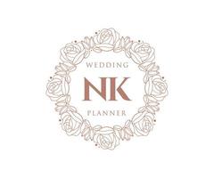 nk initialen brief bruiloft monogram logos verzameling, hand- getrokken modern minimalistisch en bloemen Sjablonen voor uitnodiging kaarten, opslaan de datum, elegant identiteit voor restaurant, boetiek, cafe in vector