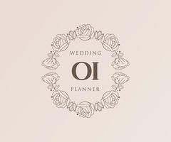 oi initialen brief bruiloft monogram logos verzameling, hand- getrokken modern minimalistisch en bloemen Sjablonen voor uitnodiging kaarten, opslaan de datum, elegant identiteit voor restaurant, boetiek, cafe in vector