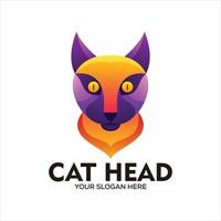 vector modern hoofd kat logo ontwerp in helling stijl