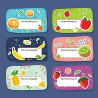 schattig fruitig fruit naam label vector