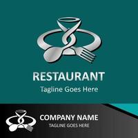 inspirerend restaurant vector logo. abstract creatief logotype lepel met vork, bord en glas. klassiek, wijnoogst en modern logo illustratie. bedrijf onderneming sjabloon.