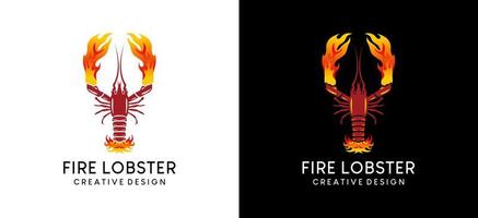brand kreeft logo ontwerp, restaurant of gegrild kreeft logo vector illustratie