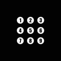 eps10 wit vector reeks van ronde 1-9 getallen icoon geïsoleerd Aan zwart achtergrond. cirkel doopvont hand- getrokken getallen symbool in een gemakkelijk vlak modieus modern stijl voor uw website ontwerp, logo, en mobiel app