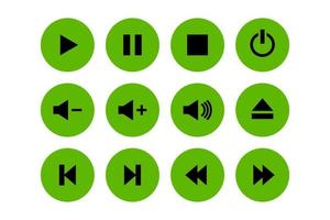 reeks van groen en zwart muziek- speler pictogrammen ontwerp vector