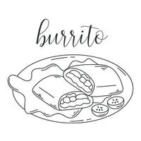 Mexicaans traditioneel schotel burrito tekening illustratie vector