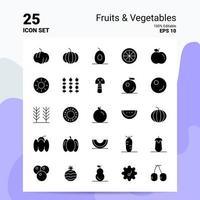 25 fruit groenten icoon reeks 100 bewerkbare eps 10 bestanden bedrijf logo concept ideeën solide glyph icoon ontwerp vector
