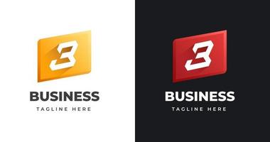 brief b luxe logo ontwerp sjabloon met plein vorm stijl vector