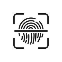 biometrisch identiteit symbool. vingerafdruk identificatie teken. tintje ID kaart lijn icoon. vinger afdrukken scanner schets icoon. geïsoleerd vector illustratie.