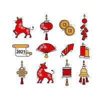 Chinees Nieuwjaar icon set vector