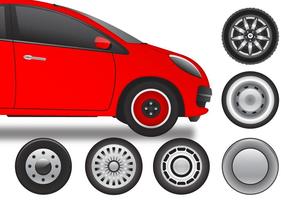 Verscheidenheid van retro hubcap wielvectoren vector
