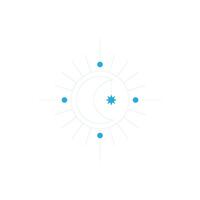 eps10 blauw vector maan met zon abstract lijn kunst icoon geïsoleerd Aan wit achtergrond. zon stralen schets symbool in een gemakkelijk vlak modieus modern stijl voor uw website ontwerp, logo, en toepassing