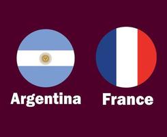 Argentinië en Frankrijk vlag met namen Amerikaans voetbal symbool ontwerp Latijns Amerika en Europa vector landen illustratie