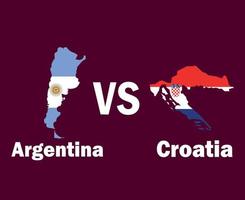 Argentinië en Kroatië kaart vlag met namen symbool ontwerp Latijns Amerika en Europa Amerikaans voetbal laatste vector Latijns Amerikaans en Europese landen Amerikaans voetbal teams illustratie