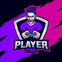 pro speler slecht jongen esport gaming logo vector