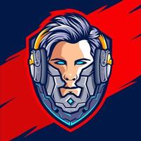 gamer cyborg 5 mascotte vol kleur esport logo ontwerp vector