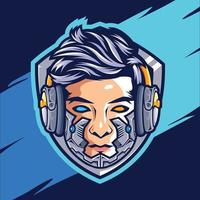 gamer cyborg 7 mascotte vol kleur esport logo ontwerp vector