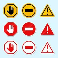 Gevaar waarschuwing teken en symbolen icoon geel rood wit kleur met uitroep Mark reeks verzameling vector