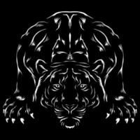 silhouet van tijger stalken vector logo ontwerp illustratie