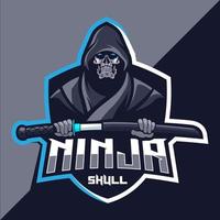 schedel Ninja esport mascotte logo ontwerp vector