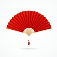 realistisch gedetailleerd 3d rood vouwen Aziatisch hand- fan. vector