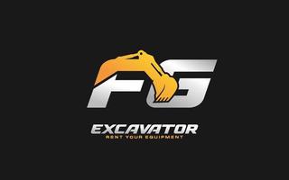 fg logo graafmachine voor bouw bedrijf. zwaar uitrusting sjabloon vector illustratie voor uw merk.