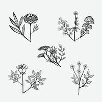 vector hand- geschilderd waterverf ingedrukt bloemen patroon ontwerp