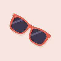 wijnoogst zonnebril. zomer accessoire. donker bril van zon mooi rood kader. vector illustratie