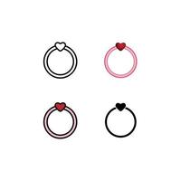 ring icoon met hart vorm accessoires vector