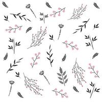 vector tekening van bladeren, bloemen, gevormde behang Aan een wit achtergrond
