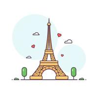 schattig aanbiddelijk tekenfilm romantisch eiffel toren Frankrijk illustratie voor sticker icoon mascotte en logo vector