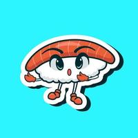 schattig aanbiddelijk tekenfilm heerlijk Japan sushi rijst- voedsel illustratie voor sticker icoon mascotte logo vector