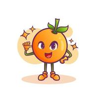 schattig aanbiddelijk tekenfilm gelukkig glimlachen oranje fruit illustratie voor sticker icoon mascotte en logo vector