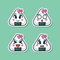 schattig aanbiddelijk tekenfilm heerlijk Japan sushi rijst- voedsel illustratie voor sticker icoon mascotte logo vector