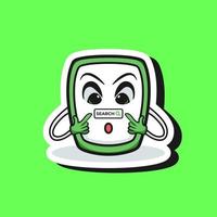 schattig aanbiddelijk tekenfilm gelukkig pret robot slim telefoon android illustratie voor sticker icoon mascotte logo vector