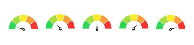 snelheidsmeter pictogrammen met pijlen reeks vector