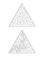 de driehoekig doolhof heeft een Ingang en een Uitgang. doolhof met de antwoorden, de pad van passage vector