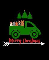silhouet groen auto kerstmis. gelukkig kerst.vector illustratie. vector
