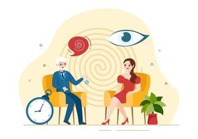 hypnose met zwart en wit spiralen creëren een veranderd staat van geest voor behandeling Diensten in vlak tekenfilm hand- getrokken sjabloon illustratie vector