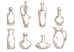 Hand getrokken decanter vector