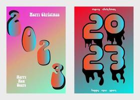 gelukkig nieuw jaar 2023 groet kaart verzameling. posters sjabloon met minimalistisch grafiek en typografie. creatief concept voor banier, folder, branding, omslag, sociaal media. vector illustratie