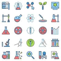 chemie gekleurde pictogrammen - chemisch laboratorium vector creatief tekens reeks