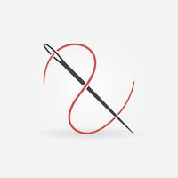 naald- met rood draad icoon - handwerk concept creatief symbool vector