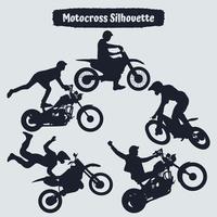 verzameling motorcross silhouetten in verschillende posities vector