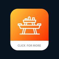 bank voedsel park stoel picknick mobiel app knop android en iOS lijn versie vector