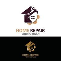 huis reparatie logo ontwerp vector met klusjesman onderhoud sjabloon