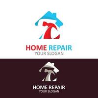 huis reparatie logo ontwerp vector met klusjesman onderhoud sjabloon