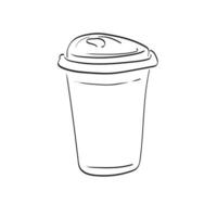 meenemen bevroren koffie glas illustratie vector hand- getrokken geïsoleerd Aan wit achtergrond lijn kunst.